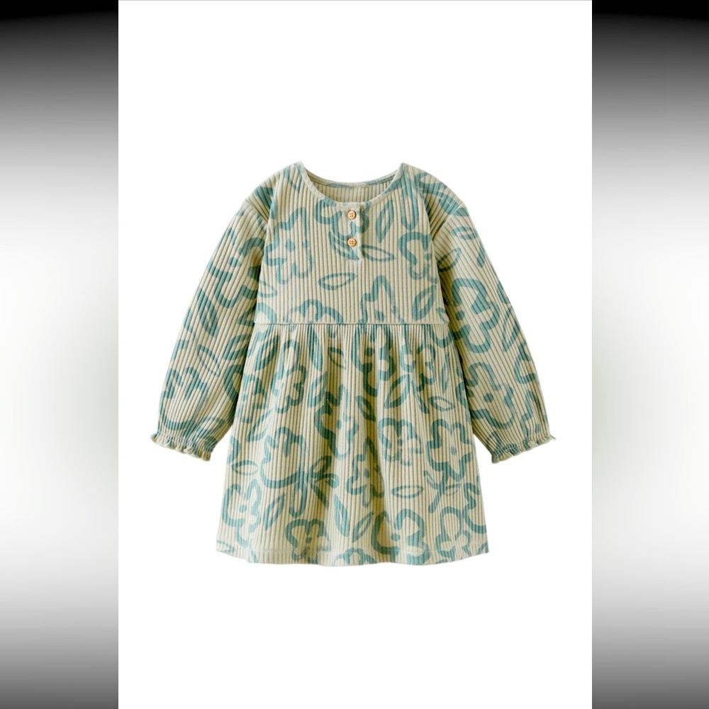 (New with tags) Zara green flower ribbed dress (toddler size 3T)